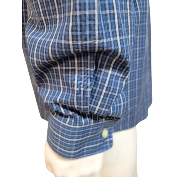 Eddie Bauer Oxford Shirt Mens L Legend Wash Button Down Cotton Casual Blue Plaid - Picture 8 of 13